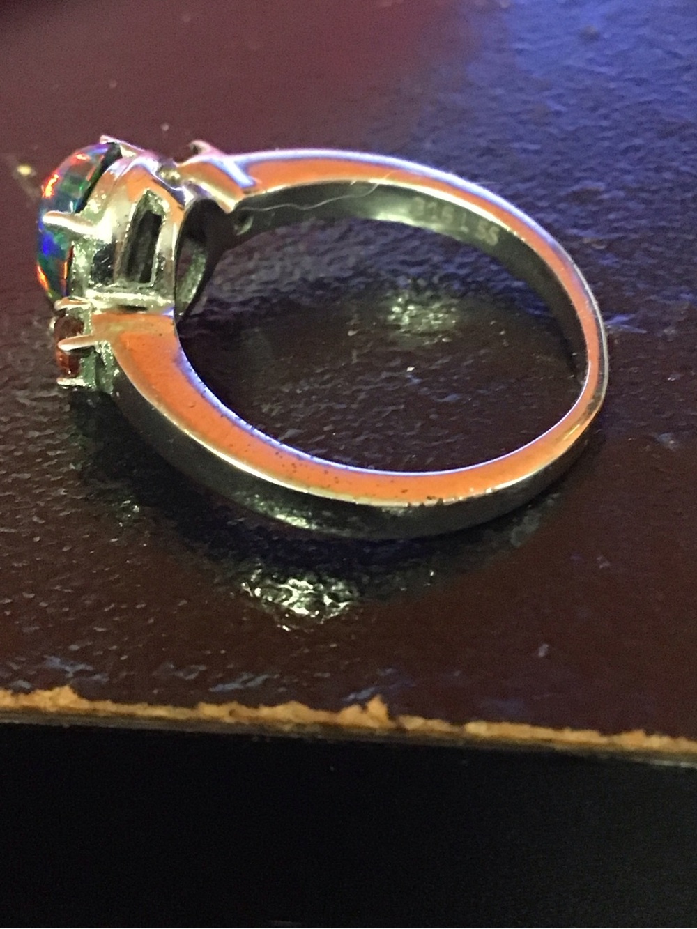 Silver Tone metal band - Multicolor Mosaic Ring - Picture 8 of 11